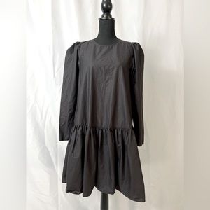 Black puff long sleeve dress